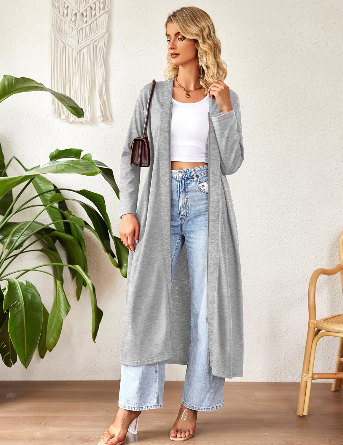 Ekouaer Women Zipper Robe Long Sleeve Loungewear Lightweight Housecoat Full Length Nightgown with Pockets