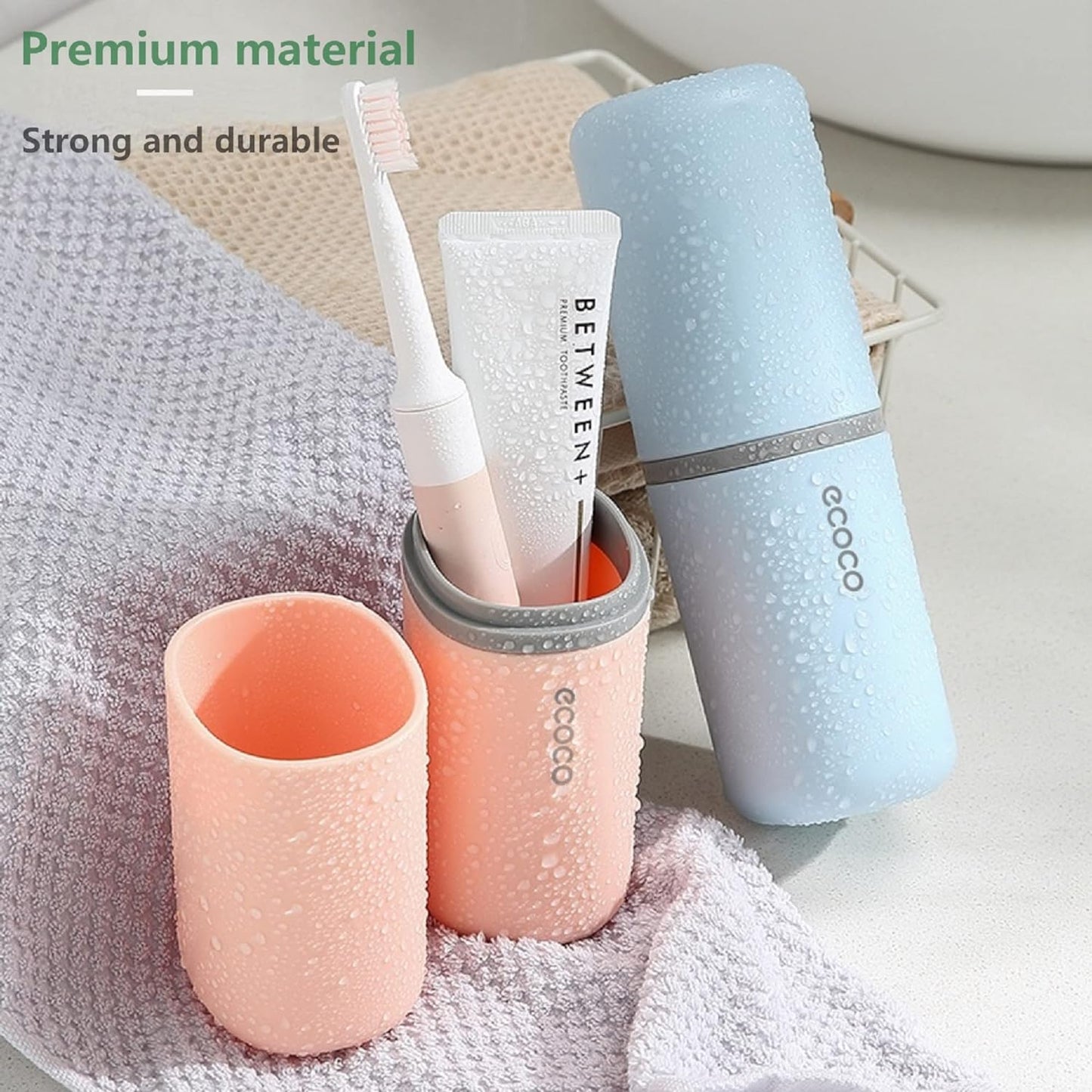 2PCS Toothbrush Travel Case,Multi-Function Portable Toothbrush Cover,Dustproof Toothbrush Holder,Suitable for Business Camping Travel or Daily Use(Pink+Blue)