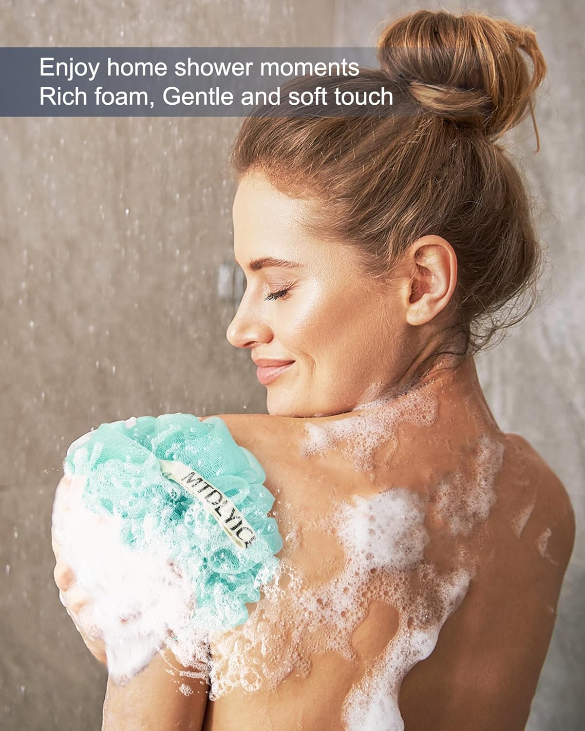 Loofah Sponge, XXL Large Loofah 100g 4 Pack, Bath Sponge Soft Mesh Shower Loofah for Men, Body Scrub, Shower Pouf Bath Accessories, for Body Wash, Soap (Blue)