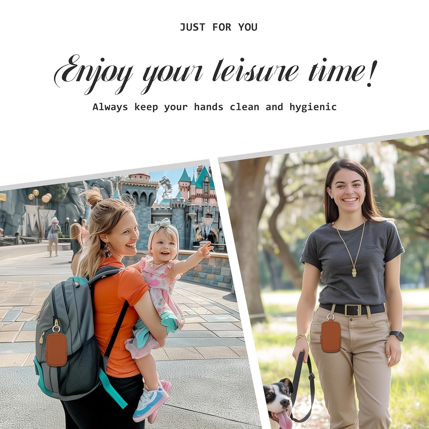 Hand Sanitizer Spray Case, Hand Sanitizer Holder Zippered Pouch, Cute Fashion Accessory with Snap Hook for Glow Mist and Power Mist 1FL OZ, Caramel