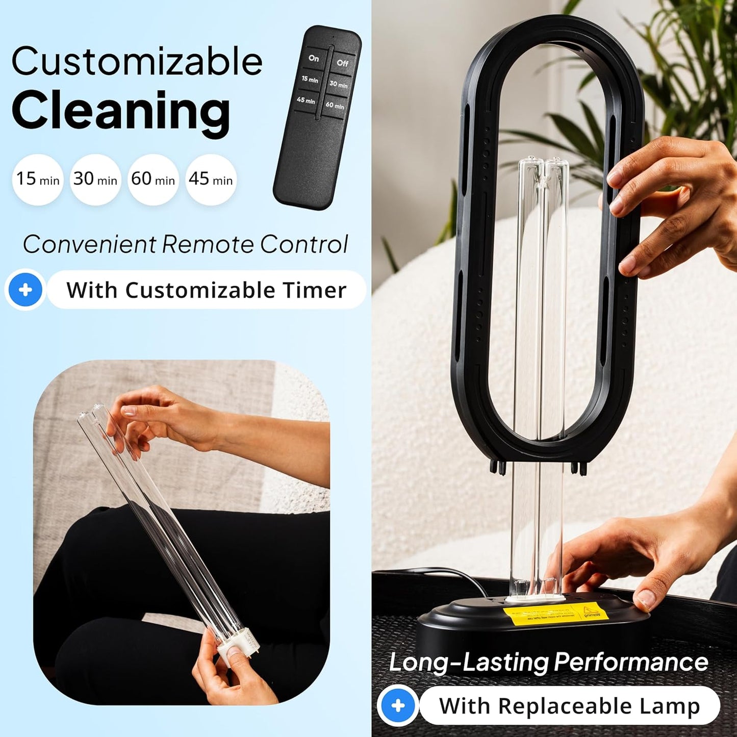 Swissklip HaloUV, Mold Remover, Home Disinfection Device, Dust Mites Remover, UV Light Sanitizer, Ultraviolet Sanitizer for Home, Room & Kitchen, Ultraviolet Light with 4 Speed Timings