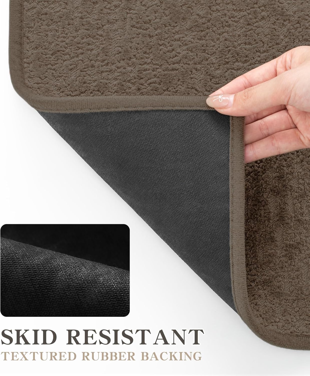 chakme Bathroom Rugs Mat 24x17, Ultra Thin Non Slip Bath Mat Small Quick Dry Absorbent Bath Mat for Bathroom Floor, (Coffee, 24"x17")