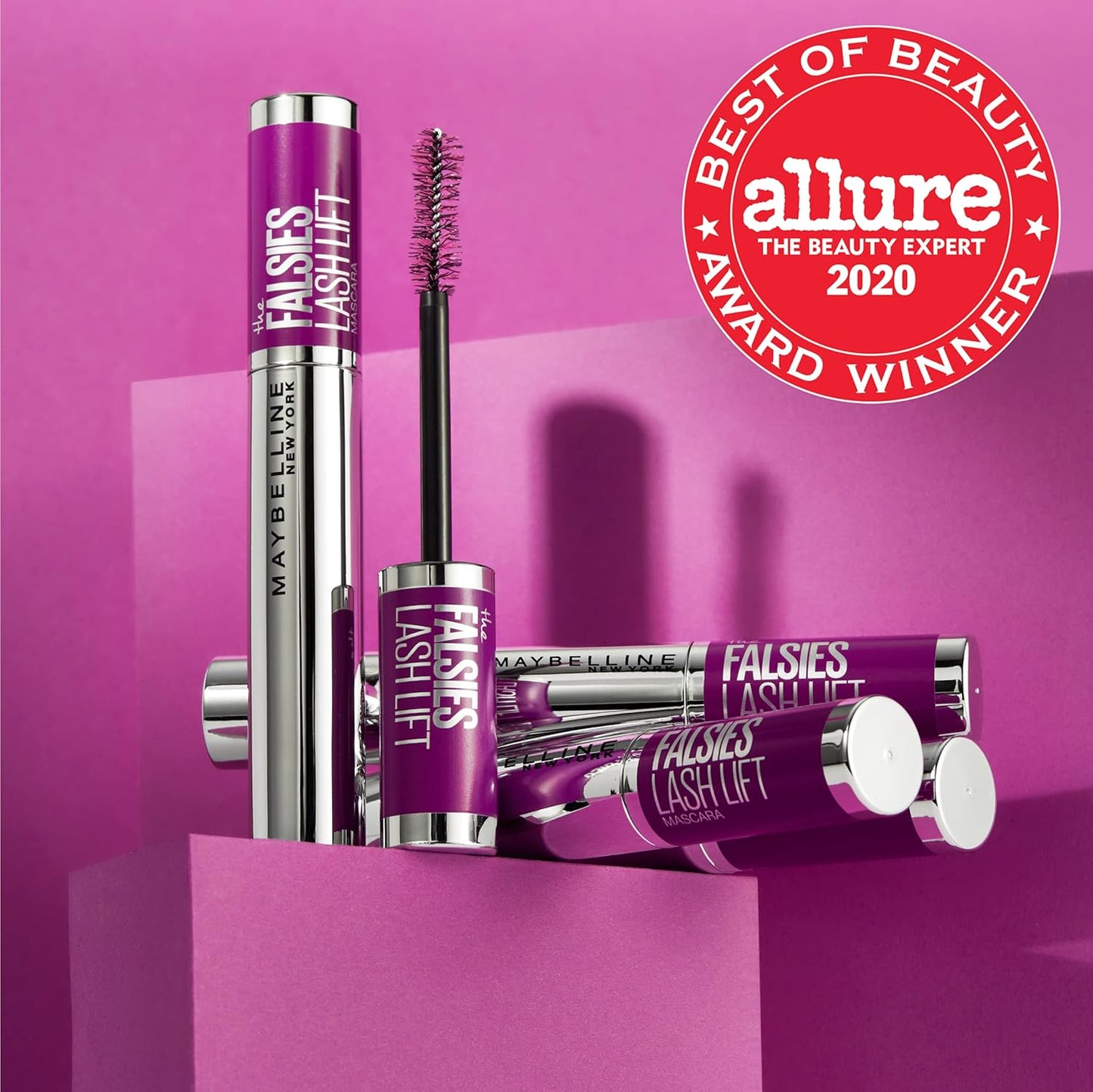 Maybelline The Falsies Lash Lift Waterproof Mascara Volumizing, Lengthening, Lifting, Curling, Multiplying, Eye Makeup, Very Black, 1 Count