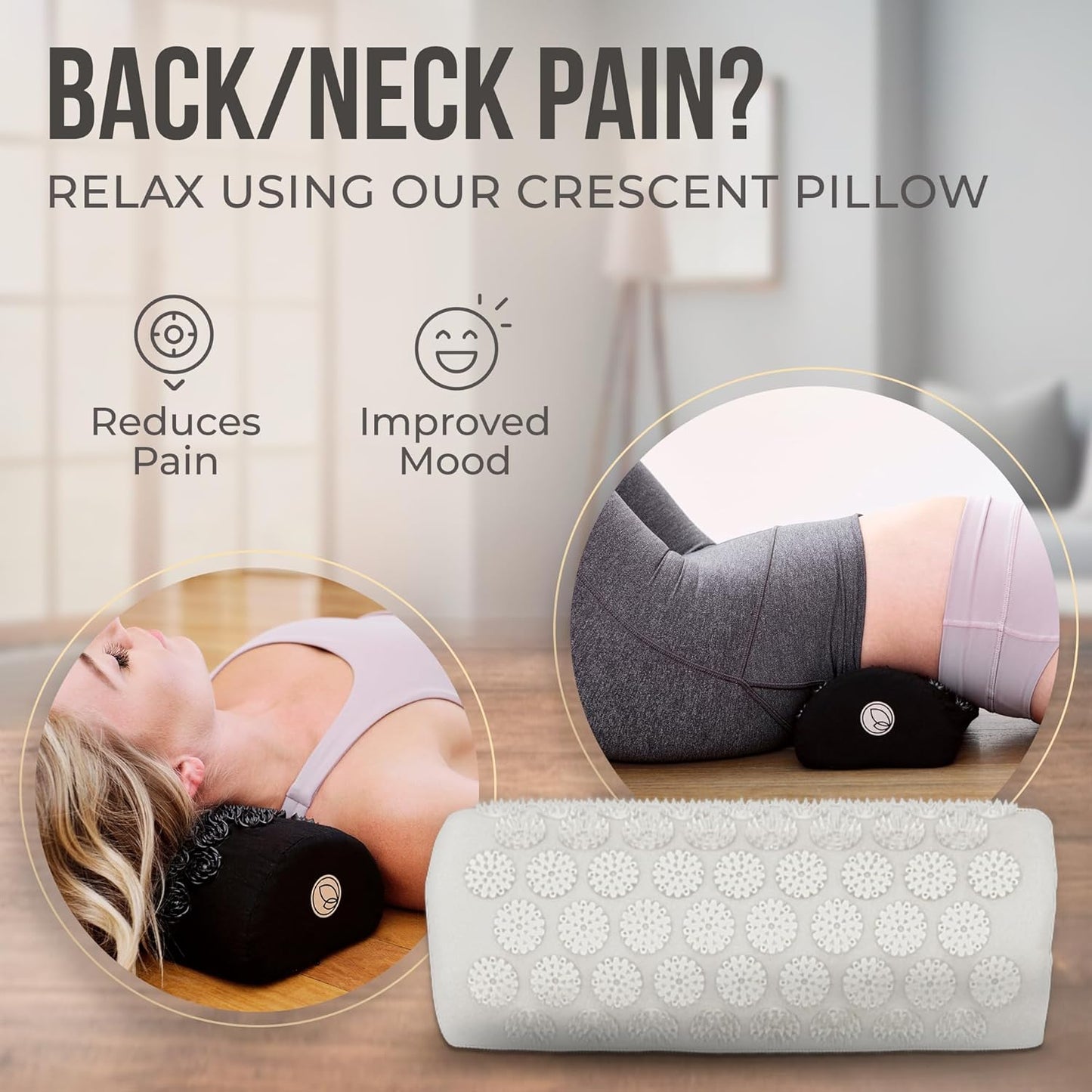 Acupressure Mat and Pillow Set with Extra Mini Accupressure Massage Mat - Acupuncture Mat Full Body - Accupoint Mat for Back Pain (Natural Cotton)