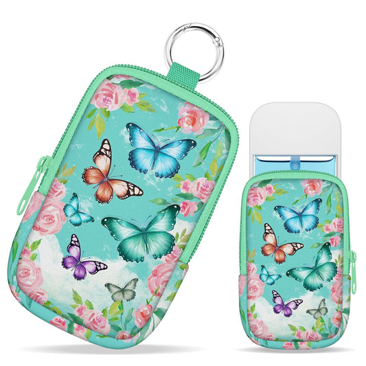 Butterfly Floral Hand Sanitizer Spray Case, Cute Hand Sanitizer Holder Zippered Pouch, Fashion Accessory with Snap Hook for Glow Mist and Power Mist 1FL OZ