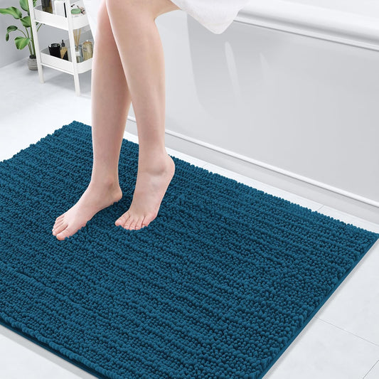 Arotive Luxury Chenille Bathroom Rug Mat, Extra Soft Thick Absorbent Shaggy Bath Rugs, Non-Slip Machine Wash Dry, Plush Bath Mats for Bathroom, Shower and Tub, 40x32, Peacock Blue