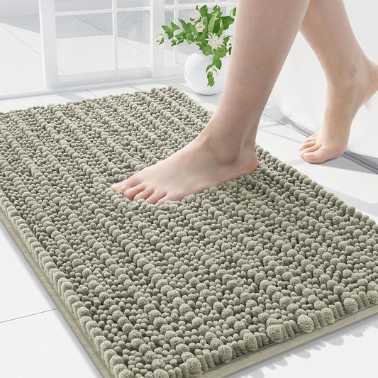 Arotive Luxury Chenille Bathroom Rug Mat, Extra Soft Thick Absorbent Shaggy Bath Rugs, Non-Slip Machine Wash Dry, Plush Bath Mats for Bathroom, Shower and Tub, 30x20, Warm Taupe