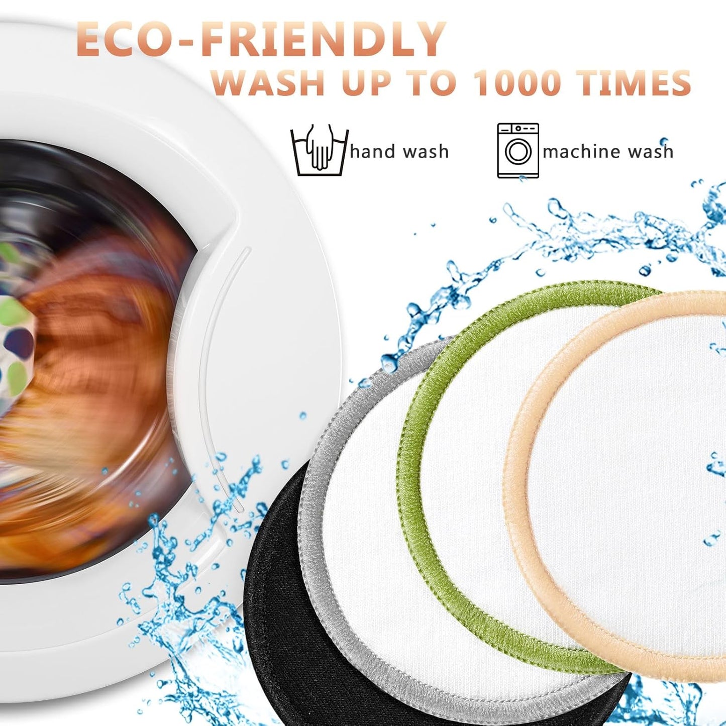 Foaincore 40 Pcs Reusable Makeup Remover Pads with Mesh Laundry Bag Washable Bamboo Cotton Rounds Soft Reusable Face Pad for Toner Skin Types with Bamboo Holder(Integrated Color)