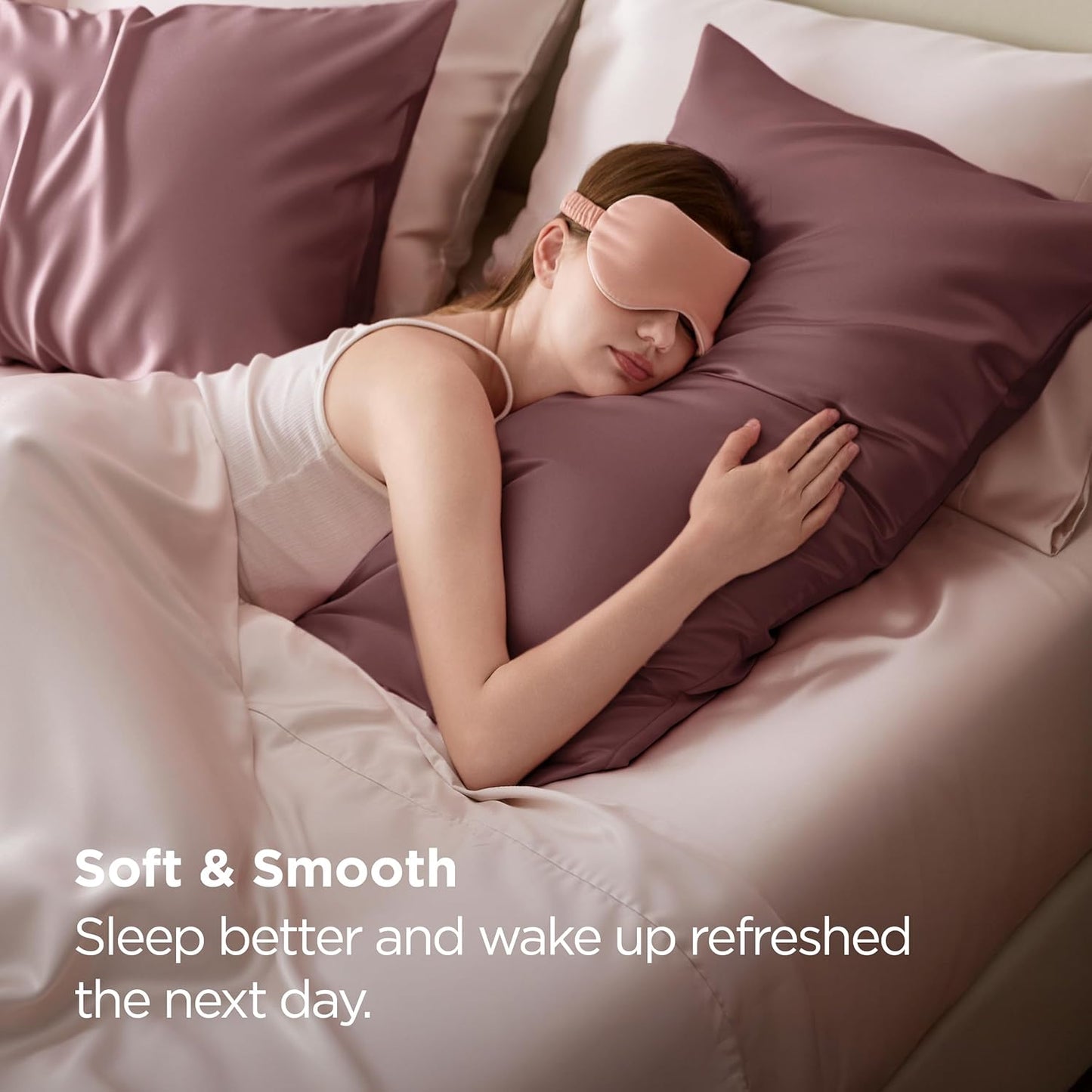 Bedsure Satin Pillowcase 2 Pack Similar to Silk Pillow Cases Standard Size, Pillow Case for Sleeping Women with Envelope Closure, Gifts for Women Men, Nostalgia Rose, 20x26 Inches, 2pcs