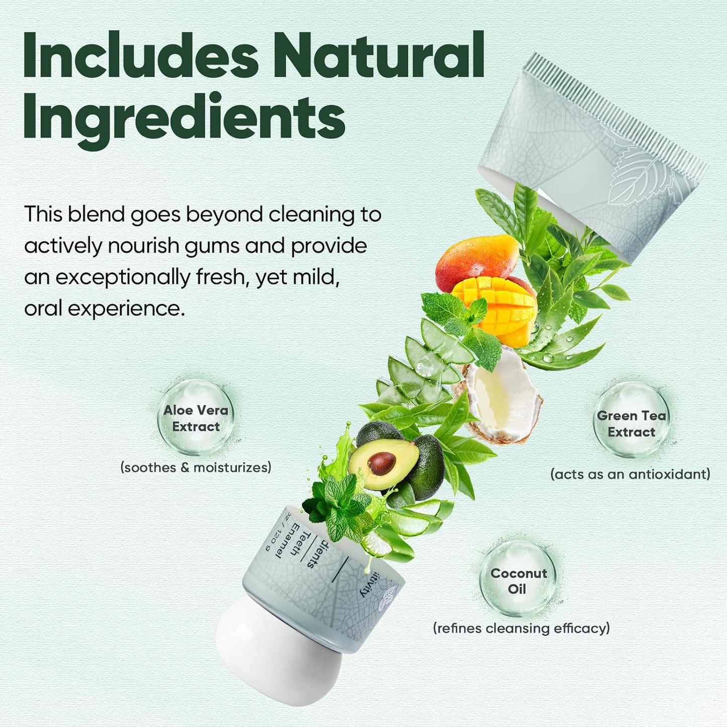 MySmile Fluoride Free Toothpaste, Nano Hydroxyapatite Toothpaste for Sensitive Teeth, Strengthens Enamel, Remineralizes & Whitens Teeth, Freshens Breath for Adults, SLS Free, Natural Misty Mint, 4.2oz