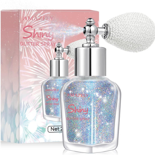Hair and Body Glitter Spray, Shimmering Powder Sparkle Powder Makeup, Glitter Loose Sparkle Makeup for Body Highlighter,Festival Prom Rave Accessories (Glint-Rainbow)