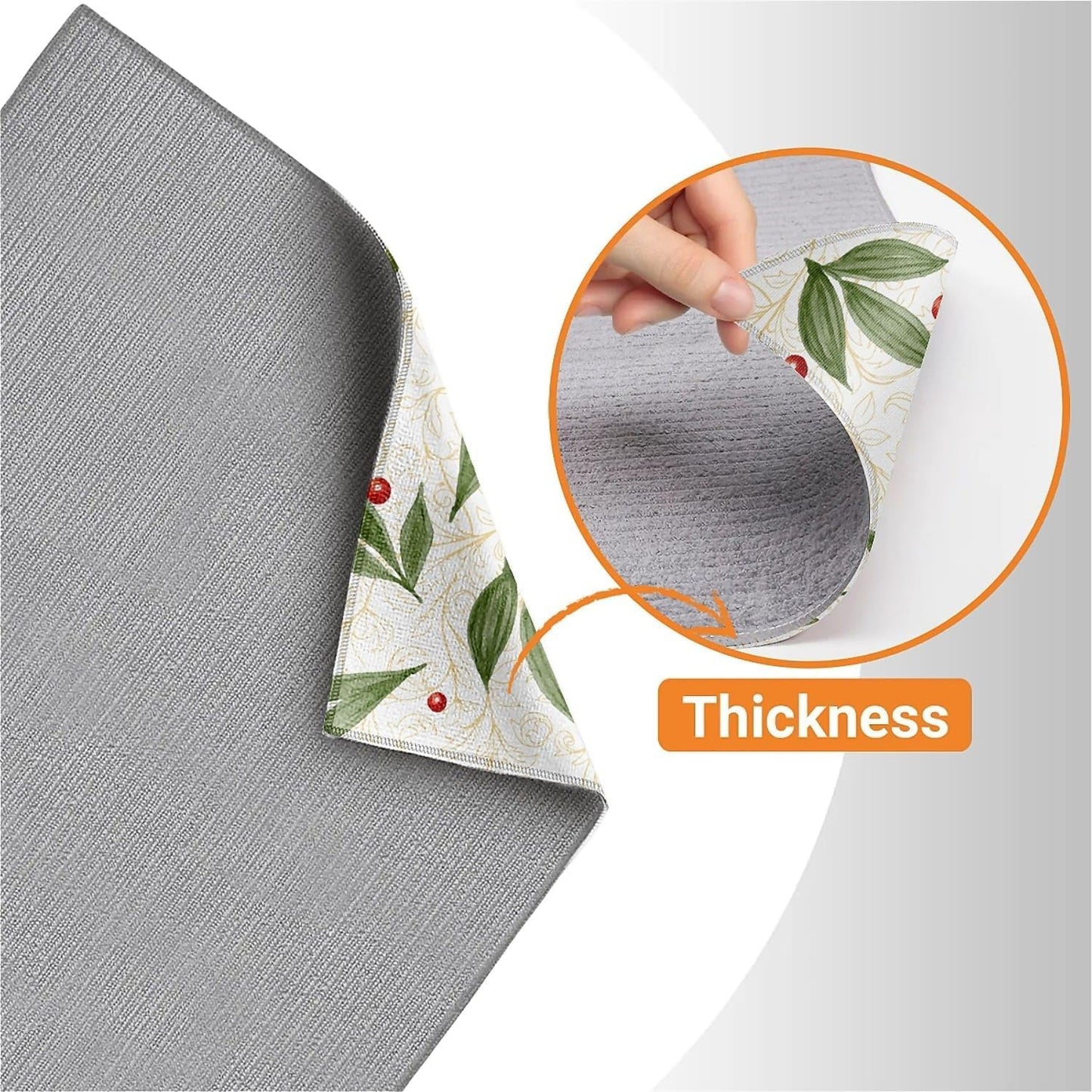 Dish Drying Mat For Kitchen Counter, Green Leaves Beige Microfiber Absorbent Dish Drainer Rack Pad Reusable Large 18x24in Drying Mat