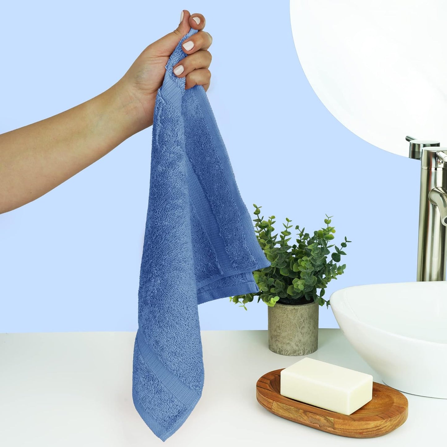 Chakir Turkish Linens | Hotel & Spa Quality 100% Cotton Premium Turkish Towels | Soft & Absorbent (12-Piece Washcloths, Wedgewood)