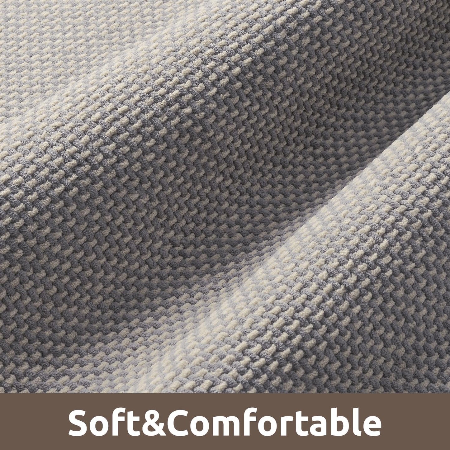 AMOAMI Chenille Bath Mat Super Absorbent Bathroom Mat Quick Dry Bath Mats for Bathroom Rubber Backed Bathroom Rugs Non Slip Washable Fit Under Door, Front of Bathtub, Sink, LIGHTGREY&Beige 20"x32"