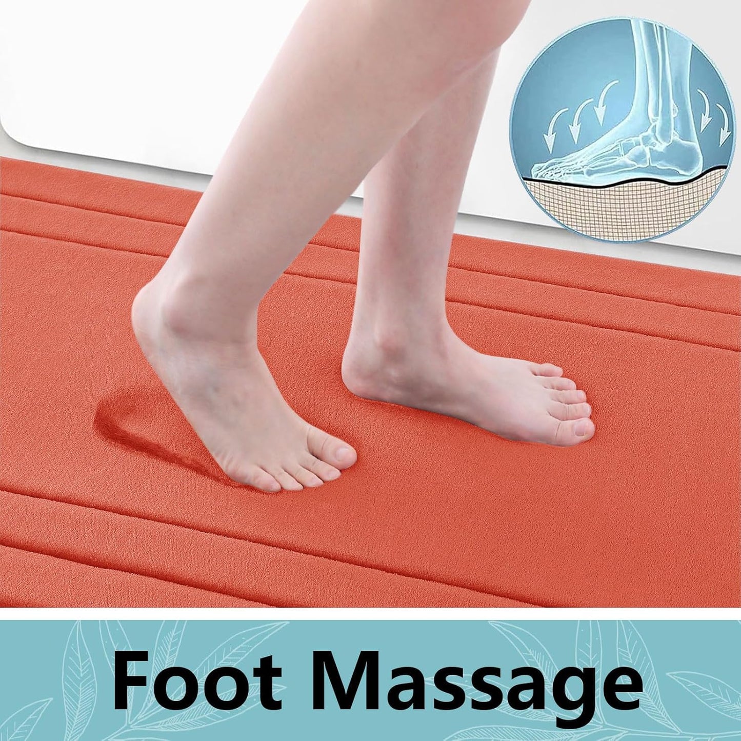 Arotive Memory Foam Bathroom Rug Mat 59x24, Ultra Soft and Absorbent Bath Mat, Machine Wash Dry, Comfortable Bath Rug Carpet for Bathroom Floor, Tub and Shower, Coral