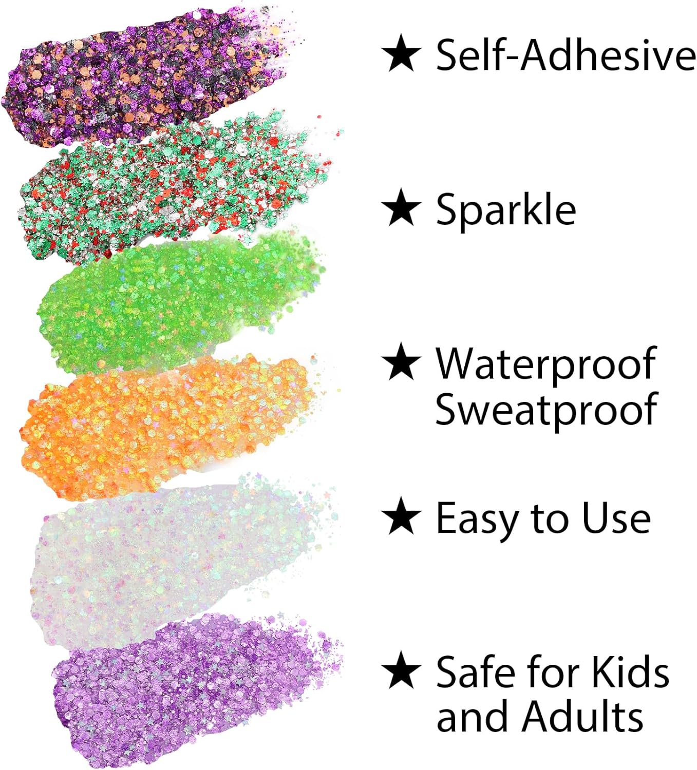 Mysense Red Silver and Green Body Glitter Stick, Christmas Makeup Face Hair Glitter for Kids Women, Stocking Stuffers Gift Decorations, Sparkling Chunky Glitter Makeup, 0.56oz