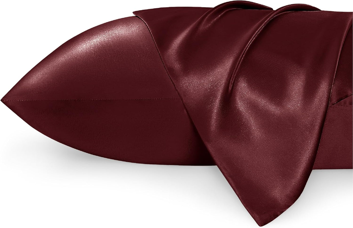 Bedsure Satin Pillowcase for Hair and Skin Standard - Burgundy Silk Pillowcase 2 Pack 20x26 inches - Satin Pillow Cases Set of 2 with Envelope Closure