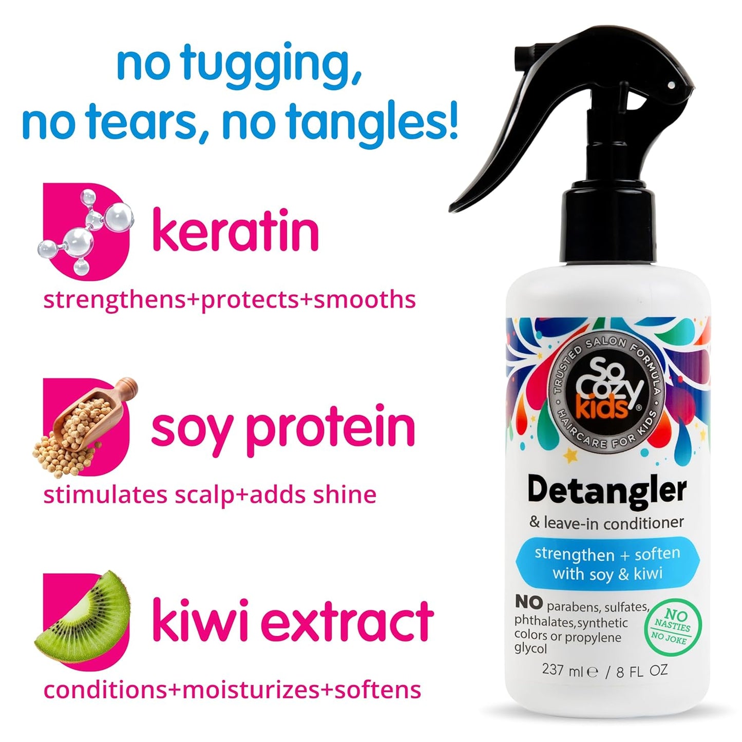So Cozy Detangler & Leave In Conditioner Spray - Hair Detangler Spray for Kids - Paraben-Free Leave In Hair Conditioner & Detangling Spray for Frizzy Hair (8 fl oz)