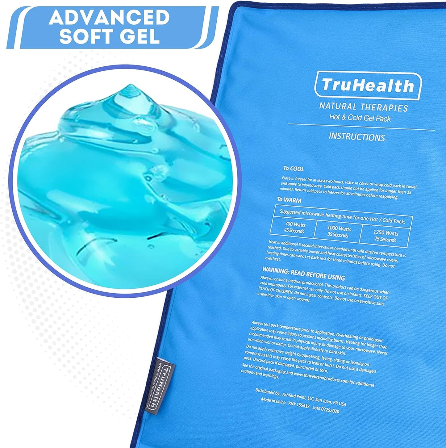 Reusable Gel Ice Packs - Extra Large Blue Set of 2 - Cold Packs for Injuries & Pain Relief - Back & Hip Hot & Cold Treatment