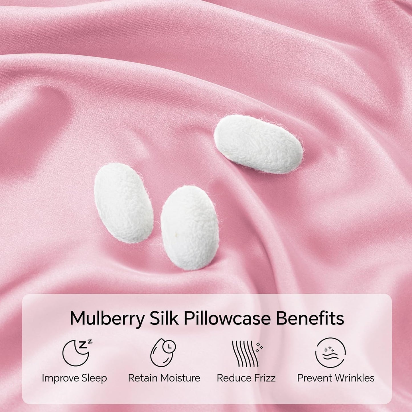 INFIIXSO Mulberry Silk Pillowcase for Hair and Skin, Silk Pillow Cases Queen Size Set of 2 with Hidden Zipper 20"x30", Ultra Smooth and Soft Cooling Pillow Cases for Hot Sleepers(Pink, 2 Pack)