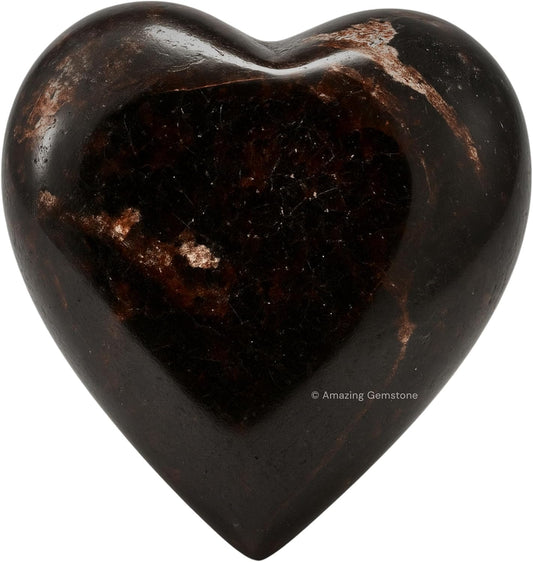 Amazing Gemstone Garnet Crystal Heart Palm Stone - Pocket Massage Worry Stone for Natural Body Chakra Balancing, Reiki Healing and Crystal Grid