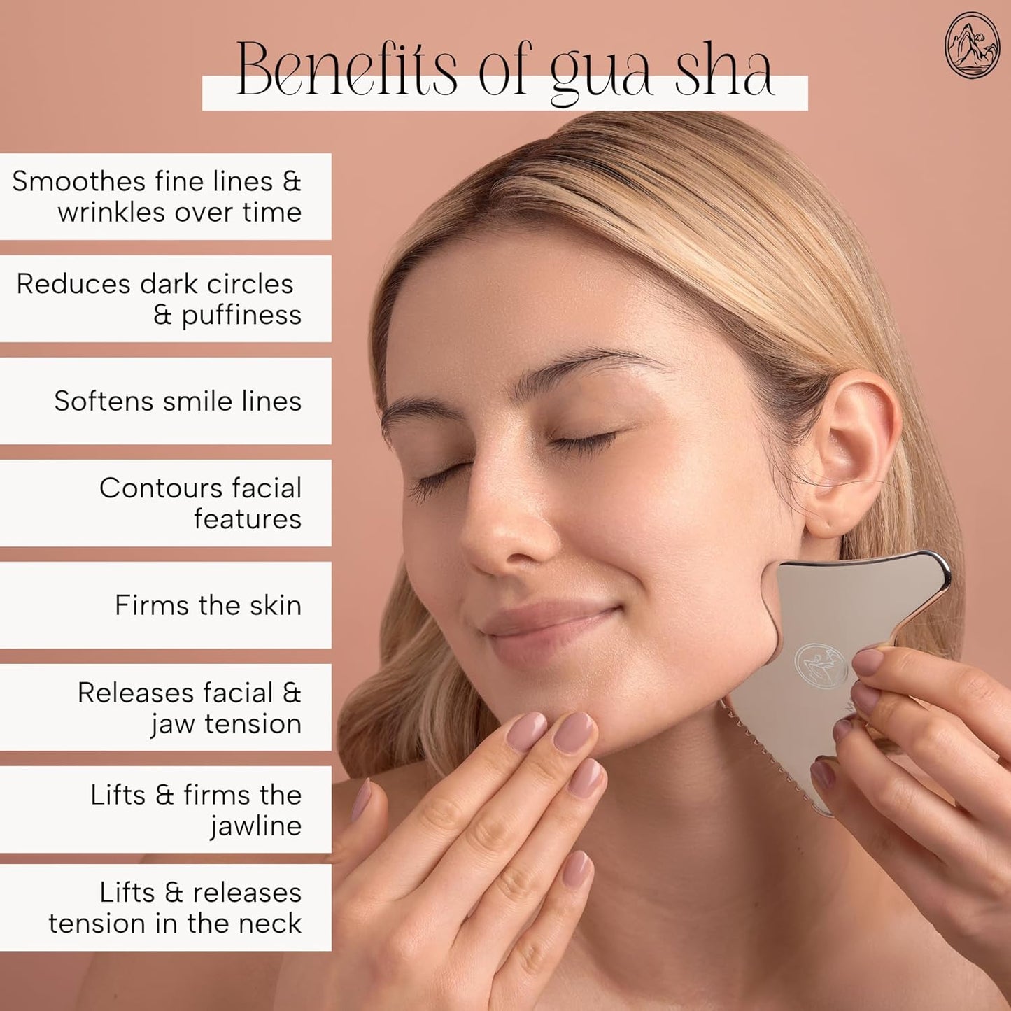 Mount Lai The Vitality Qi Stainless Steel Gua Sha Contour Tool - Face & Body Guasha Tools for Self-Care, Sculpting, Puffiness Relief & Muscle Tension Massage
