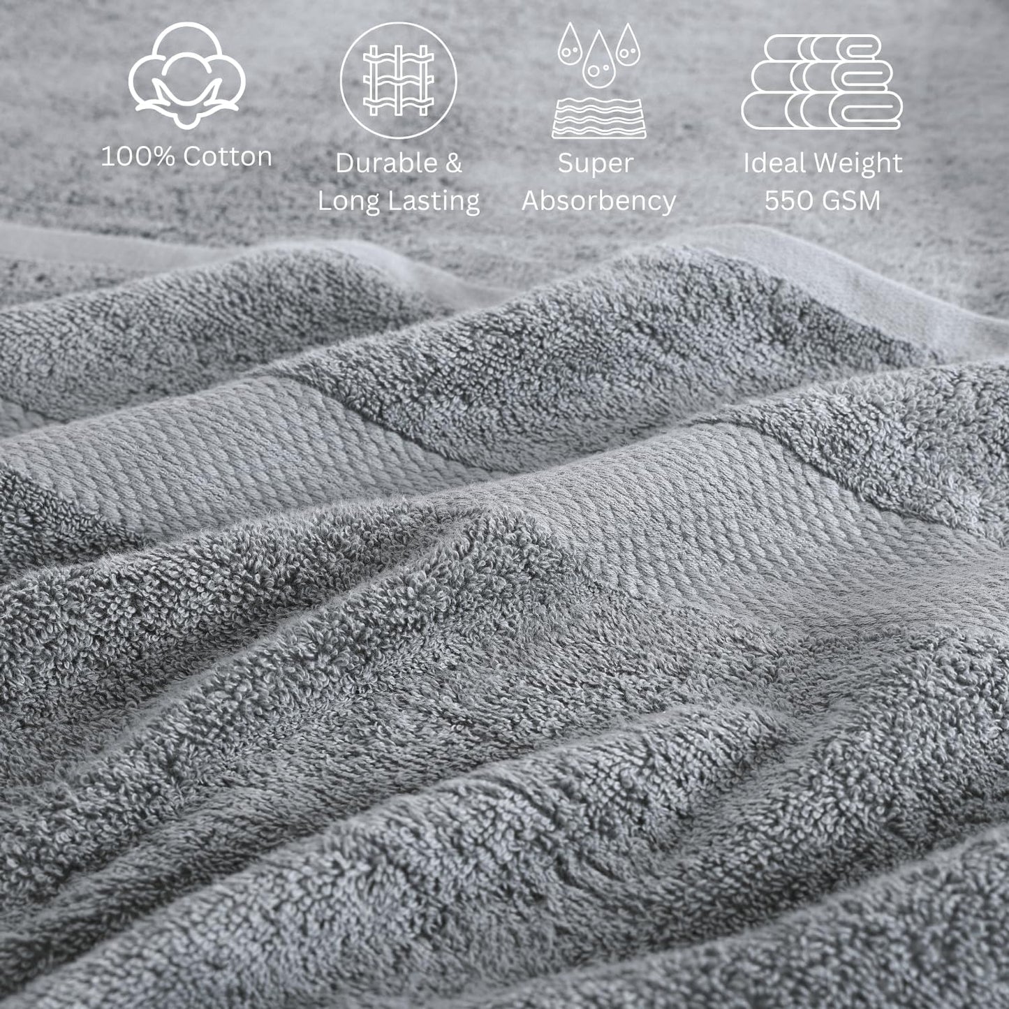 Lane Linen 100% Cotton 24 Pc Bathroom Towel Set - Ring Spun, Quick Dry, Soft & Absorbent - 2 Bath Sheets, 4 Fingertip Towels, 4 Bath, 6 Hand Towels, 8 Washcloths - Hotel Quality Towel Set - Space Grey