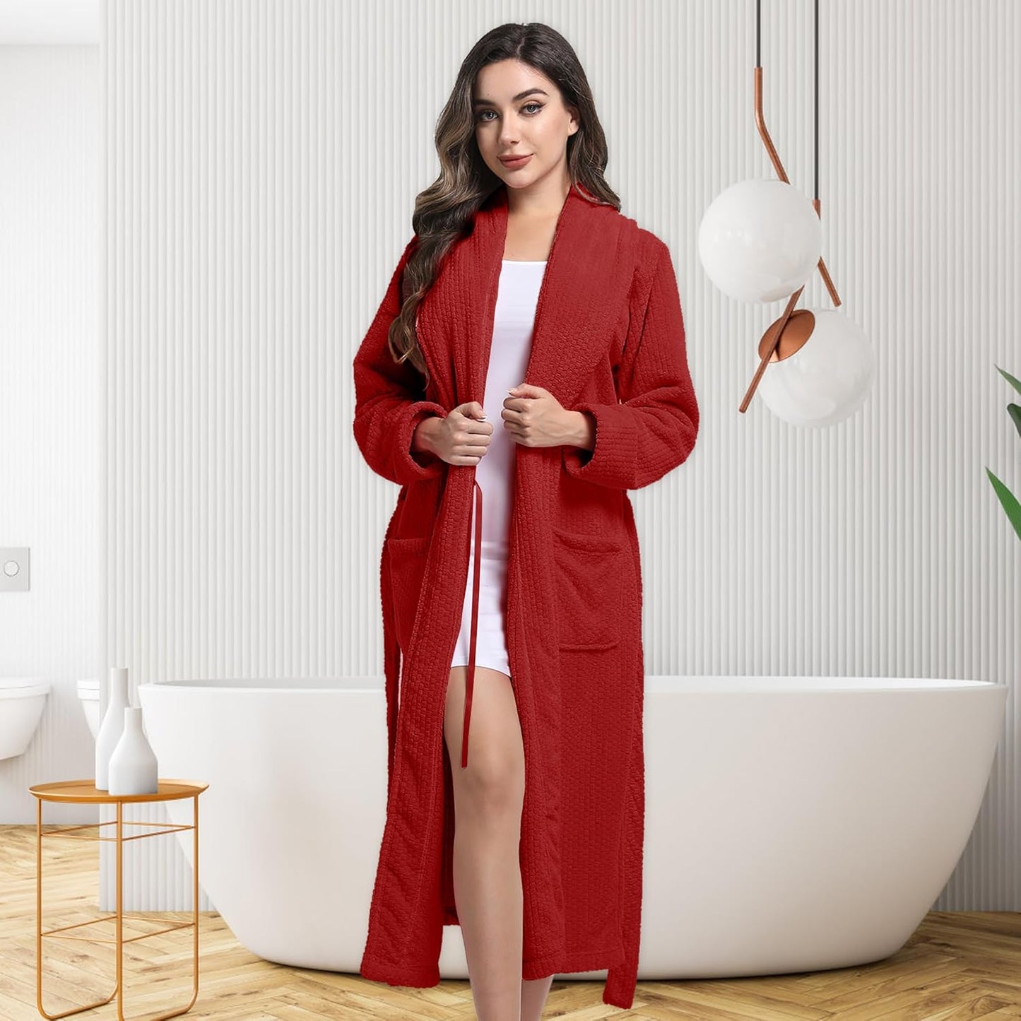 Women's Shawl Collar Bathrobe, Soft Long Towel Robes for Women - Super Absorbent Quick Dry yet Warm