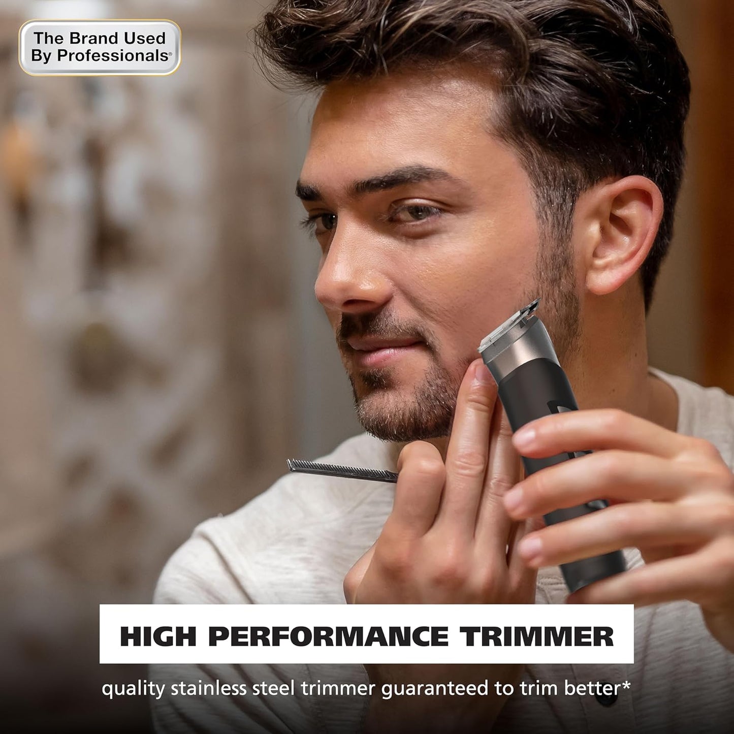 Wahl USA Pro Series Forever BladeTM Stainless Steel Cordless Rechargeable Beard Trimmer for Men with No Slip Grip & USB Charge – Model 3026017