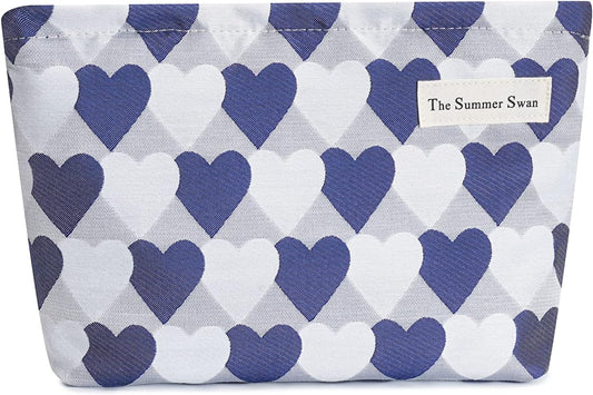 Summer Swan | Large Floral Mid-day Clutch | Period Kit & Hygiene Bag | Skincare Bag (Valentine Hearts Blue)