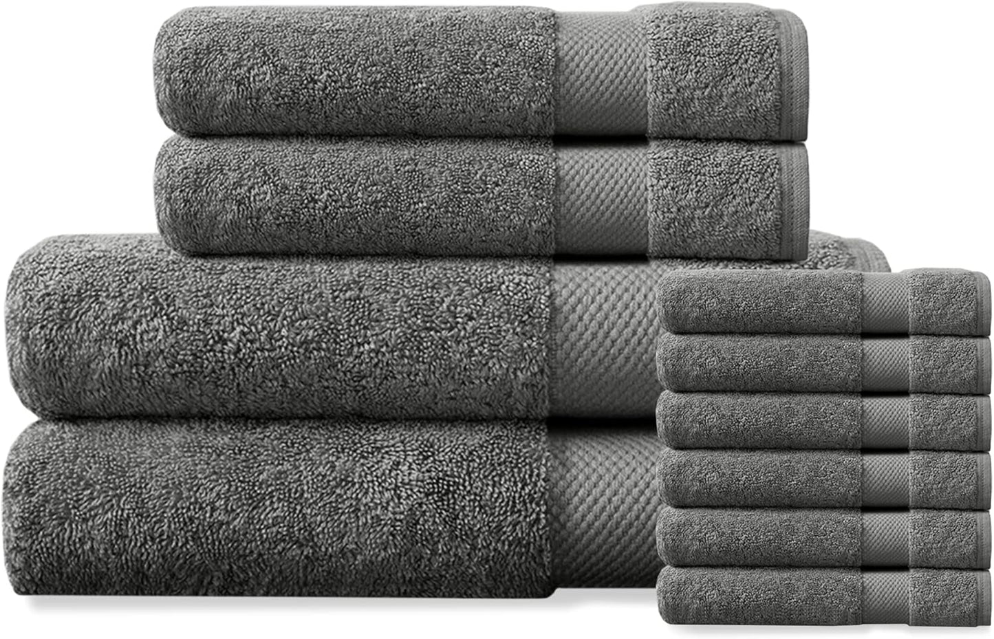 Delara Organic Cotton Luxuriously Plush Bath Towel 10 Piece Set|GOTS & Oeko-TEX Certified|Premium Hotel Quality Towels|Feather Touch Technology|650 GSM Long Staple|Soft, Quick Dry & Ultra-Absorbent