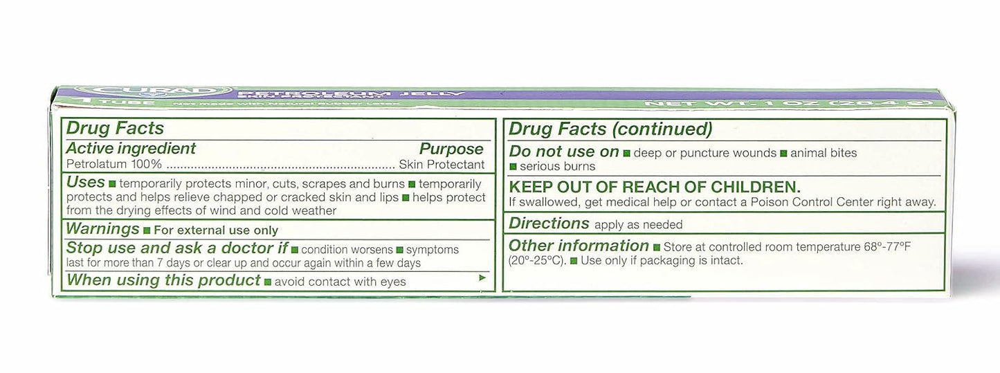 CURAD Petroleum Jelly, Skin Protectant and Moisturizer, 1 oz. Tube