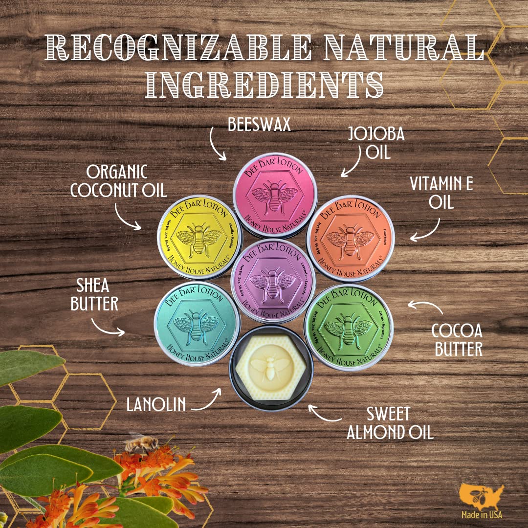 Honey House Naturals 2 Piece Gift Set, All Natural, Ultra Moisturizing Lotion Bar and Lip Butter Infused with Essential Oils, Made in USA, (Variant Name)