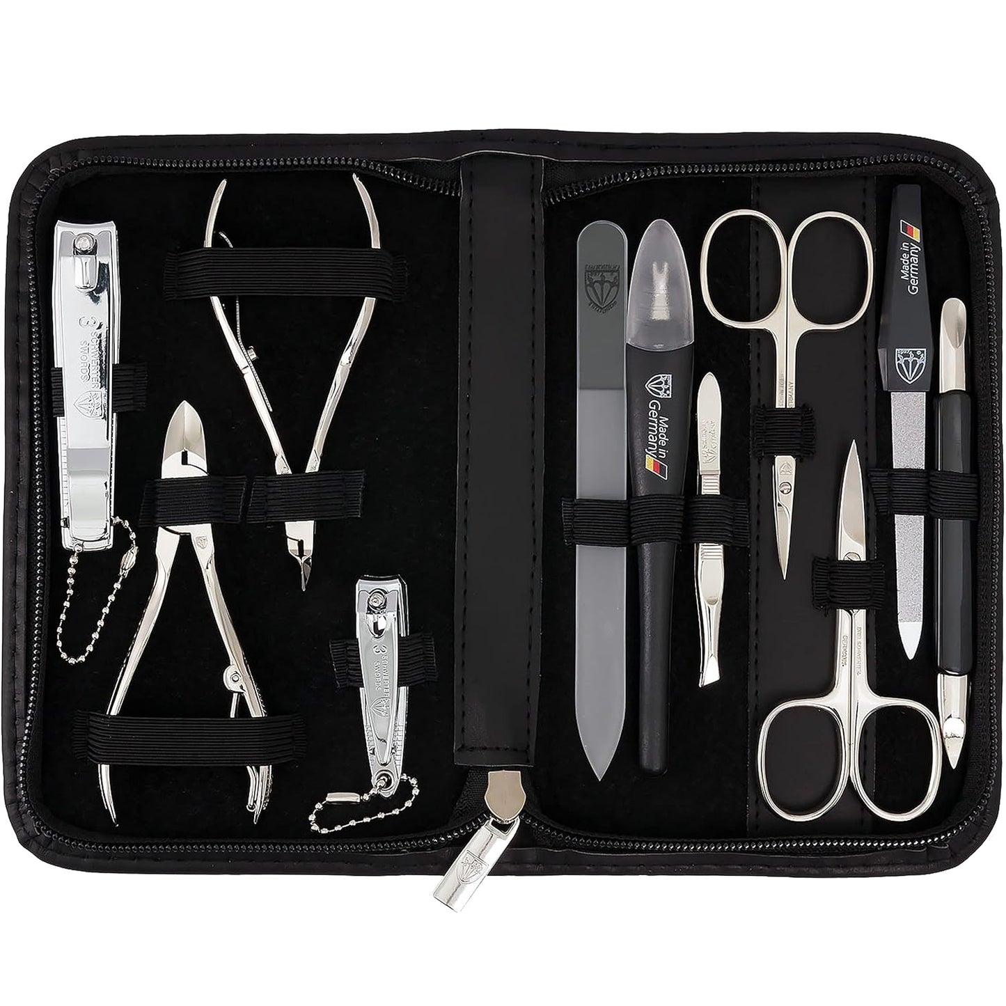 3 Swords Germany – Manicure Pedicure kit Set with Genuine Leather case - Made in Solingen/Germany