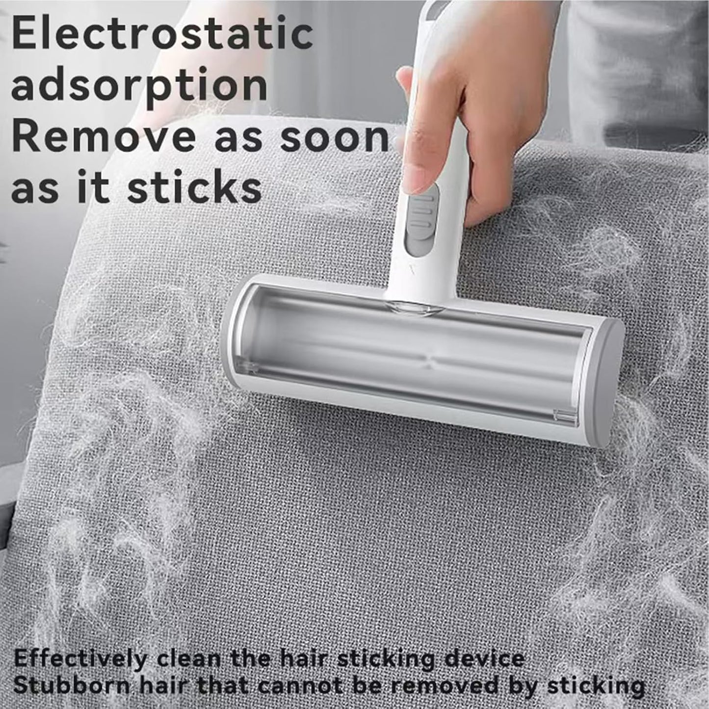 Pet Hair Remover & Lint Roller- Remove Cat/Dog Hair from Car Interiors, Furniture, Couch, Carpet and Bedding - Reusable & Washable Animal Fur Removal Tool for Pet Owners (Gray & White)