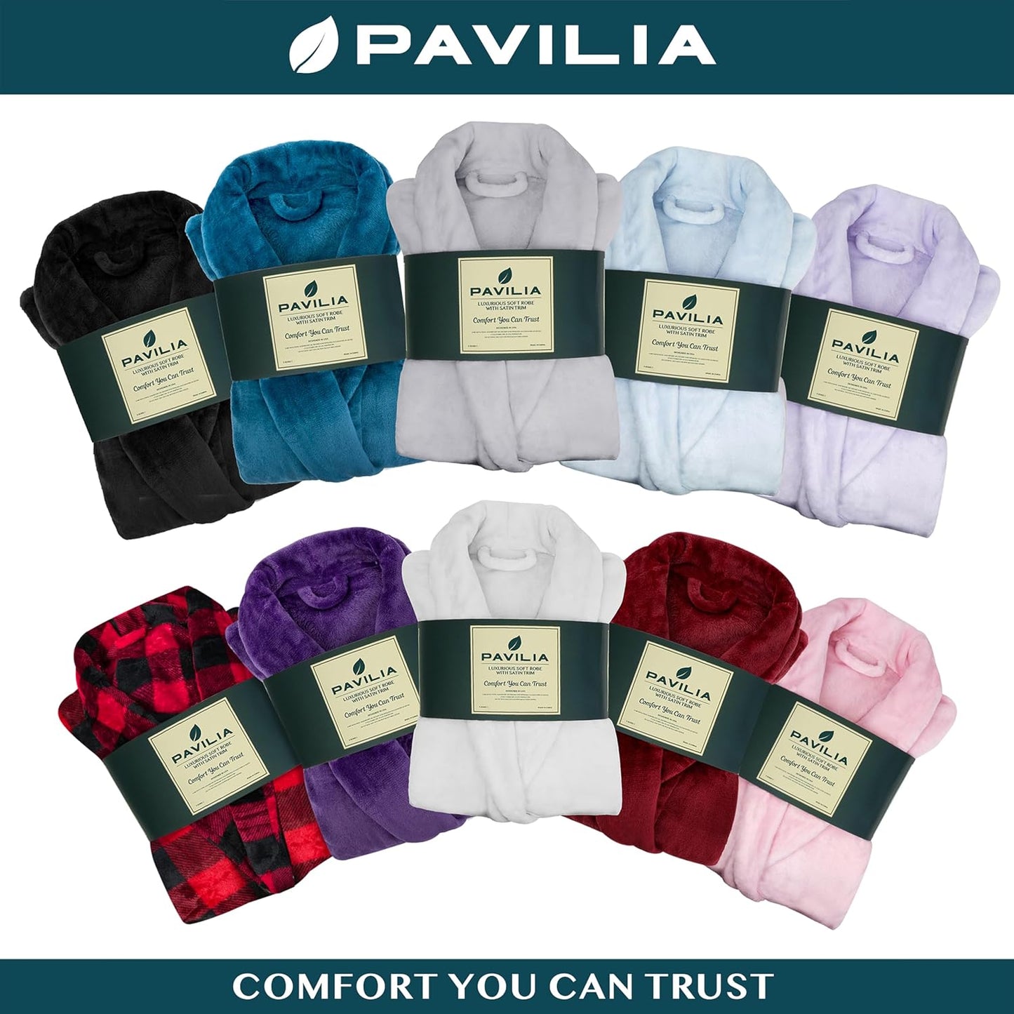 PAVILIA Womens Robe Fleece Plush Soft, Fluffy Fuzzy Cozy Warm Lightweight Bathrobe, Shower Spa House Long Robe for Women