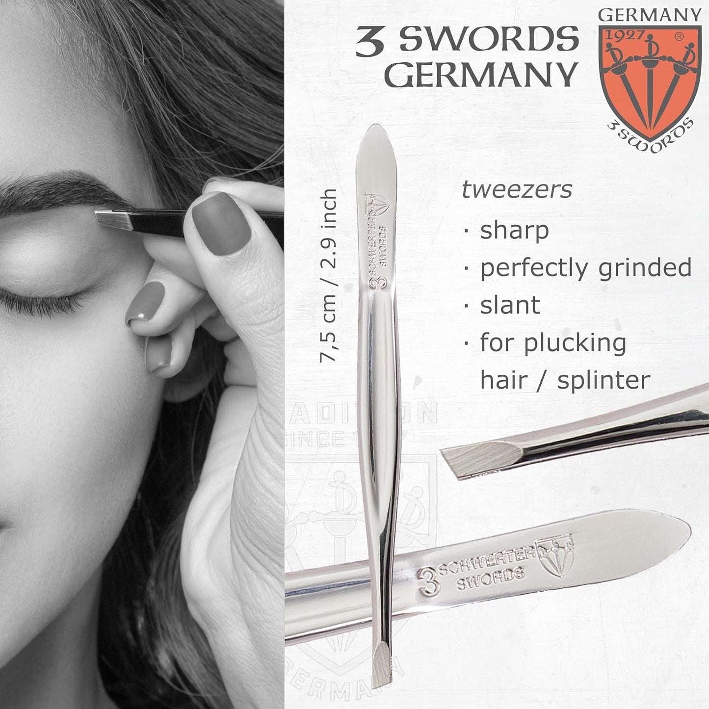 3 Swords Germany - Brand Quality 4 Piece Manicure Pedicure Grooming kit Set for Professional Finger & Toe Nail Care Tweezers File Clipper Fashion Leather case in Gift Box, Made by 3 Swords (02570)