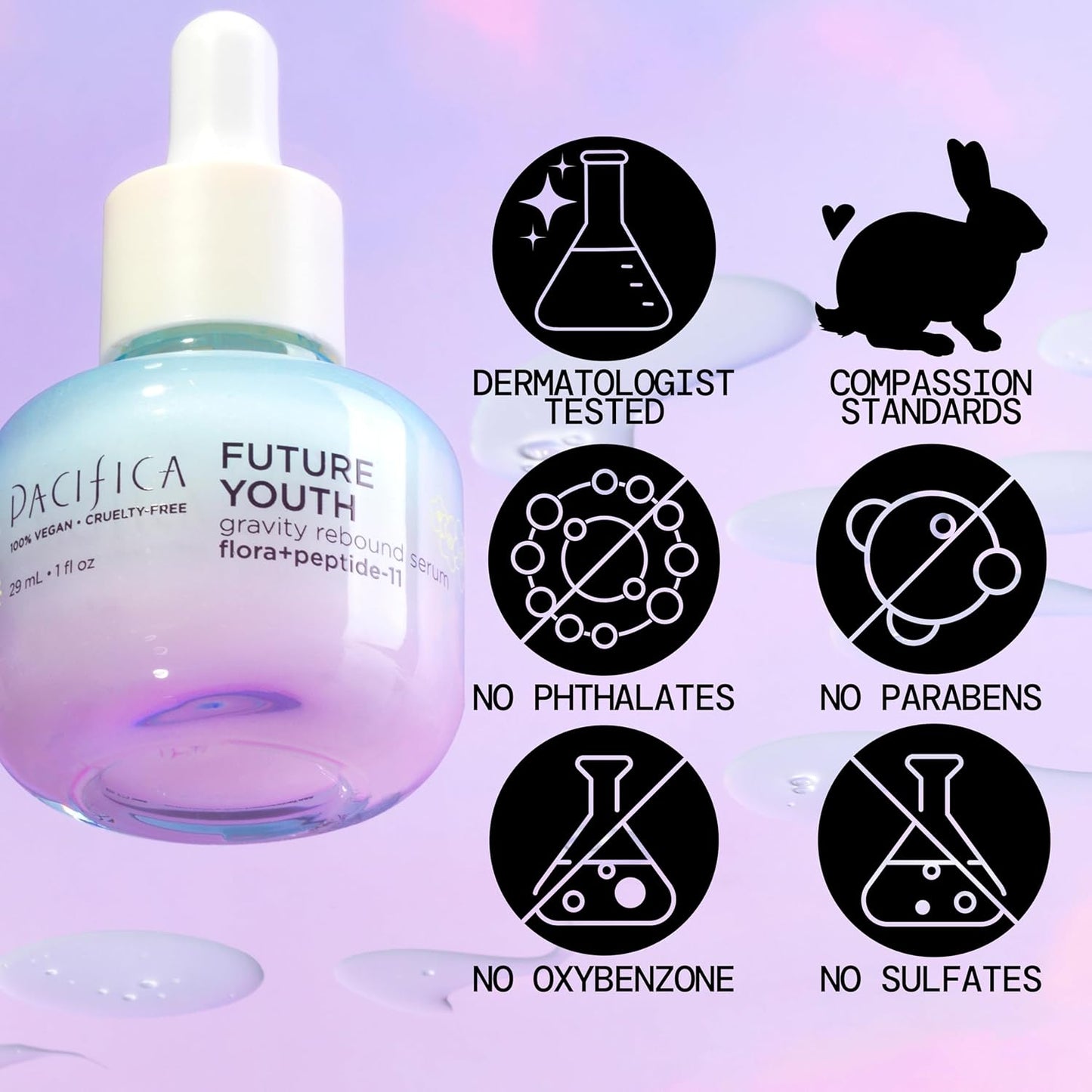 Pacifica Future Youth Gravity Rebound Face Serum – Multi-Peptide Firming Facial Serum for Fine Lines, Anti-Aging & Elasticity Vegan & Cruelty-Free Dermatologist Tested