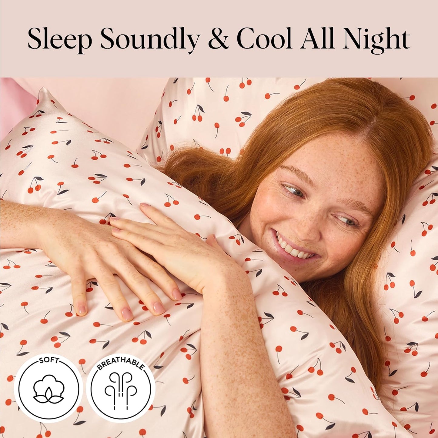 Kitsch Satin Pillowcase, Softer Than Silk Pillow Cases King, Cooling Pillow Covers, Satin Pillowcase with Zipper for Hair, Skin & Quality Sleep, Wrinkle-Free & Smooth, King Size 19"x36", Cherry Print