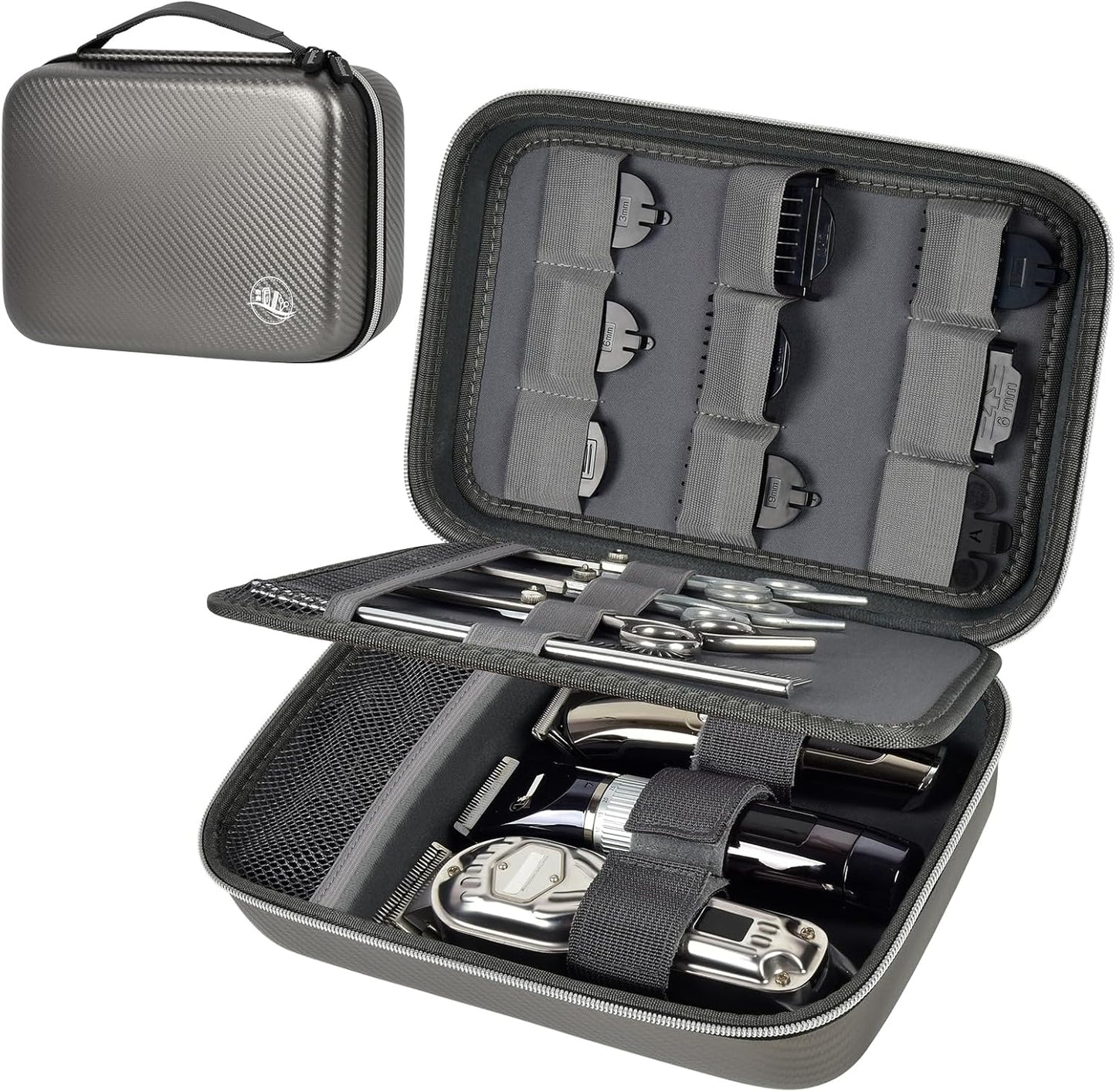 Boobowl Barber Accessories Bag for Clippers and Supplies, Mens Hair Trimmers Box, Portable Storage Organizer for Hair Cutting, Guard Grooming Kit and Barbers Supplies (Bag Only) (Dark Grey)