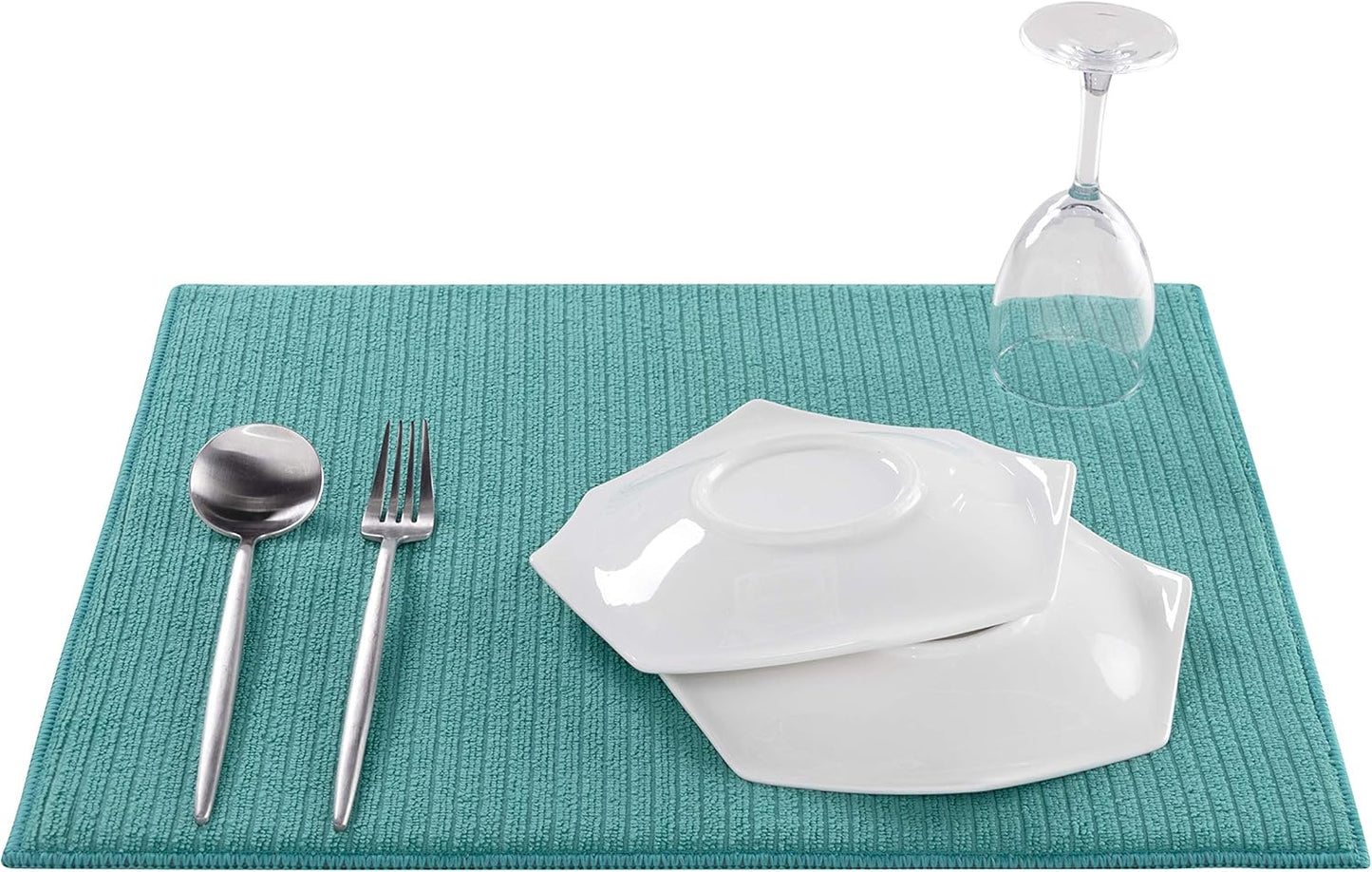 Absorbent, Reversible Microfiber Dish Drying Mat for Kitchen, 16 Inch x 18 Inch