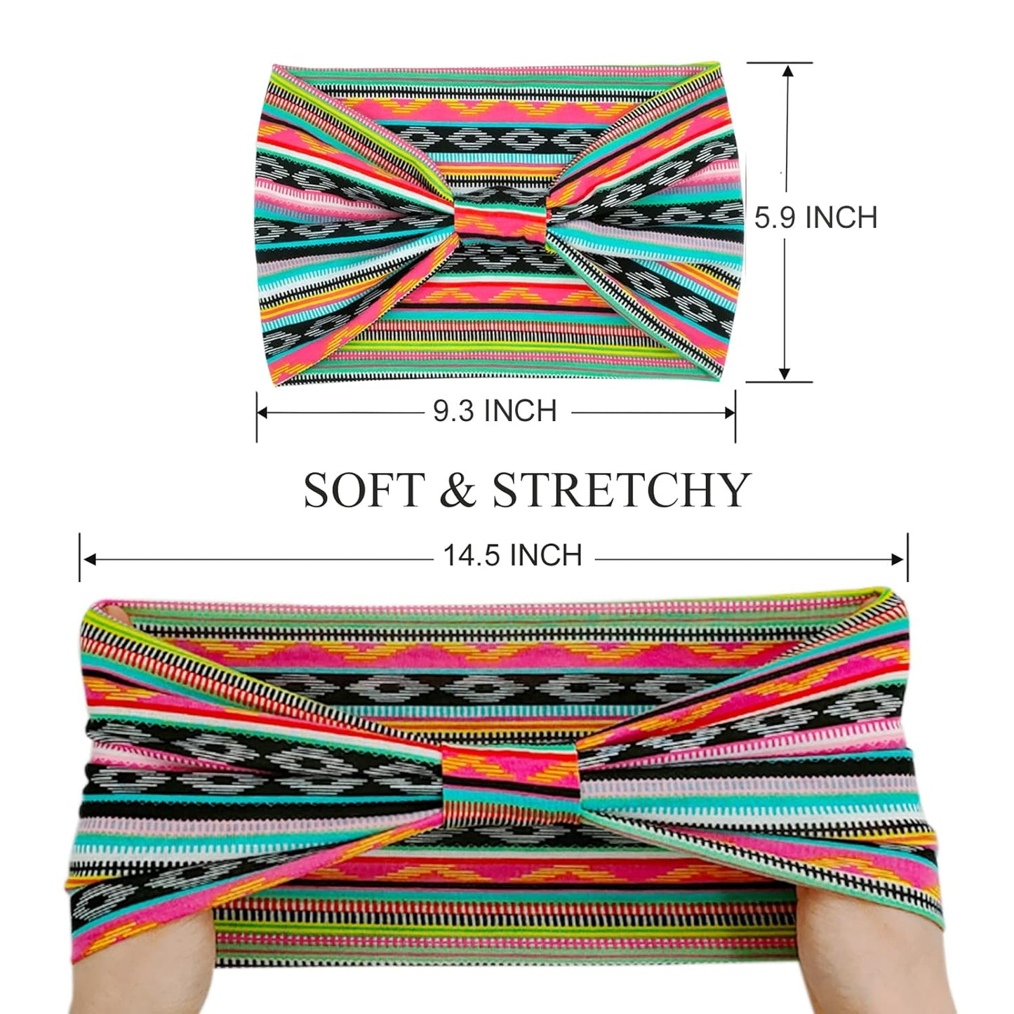 Wide Boho Headbands for Women Fashion Knotted Headband Yoga Workout Hair Accessories African Head Wrap 4 Pack