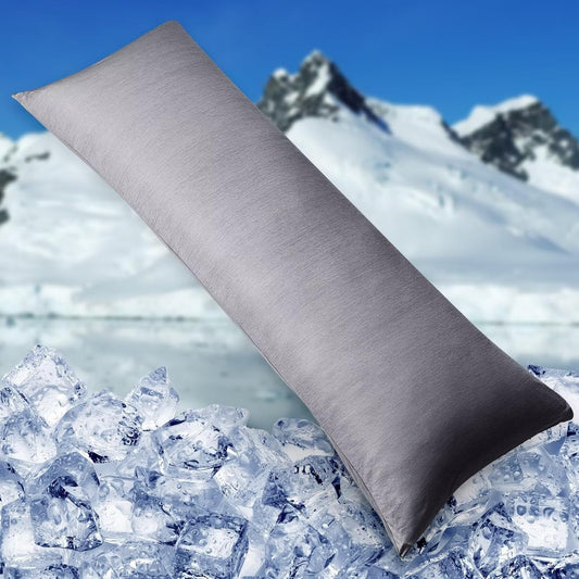 HOMFINE Cooling Pillowcase Body Size - Double Side Q-Max 0.439 Cooling Fiber for Pillow Protector, Breathable Long Cold Pillow Cover for Hot Sleeper Night Sweat, Hidden Zipper, 1 Pack (20"x54", Black)