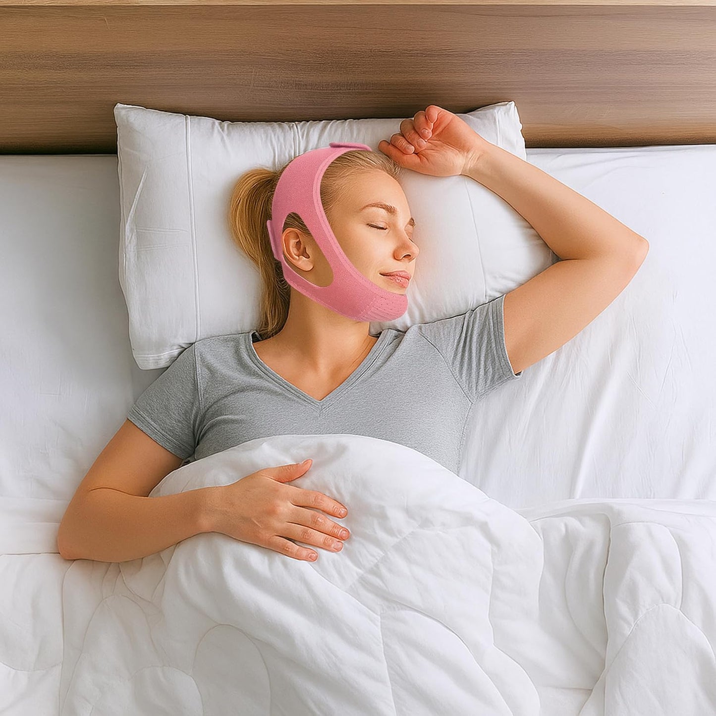 Chin Strap for CPAP Users | Comfortable Mouth Support to Encourage Closed Mouth Positioning Nasal Breathing for Men and Women Who Breathe Through The Mouth During Sleep by PIDOTI (Pink, L-XL)