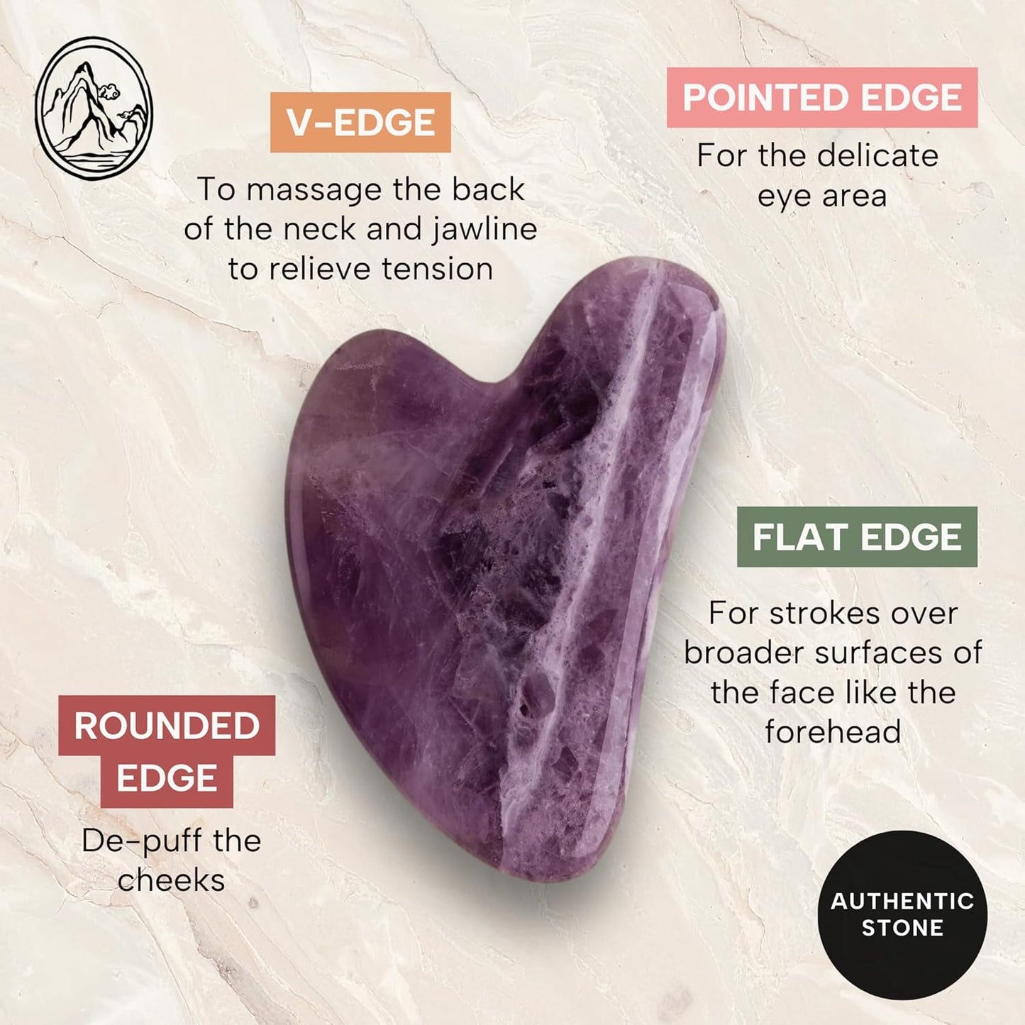 Mount Lai Amethyst Gua Sha Facial Tool – The Stone of Inner Clarity – 100% Genuine Amethyst Stone Face Sculpting Tool for Lymphatic Drainage, Puffiness Reduction & Confident Radiance
