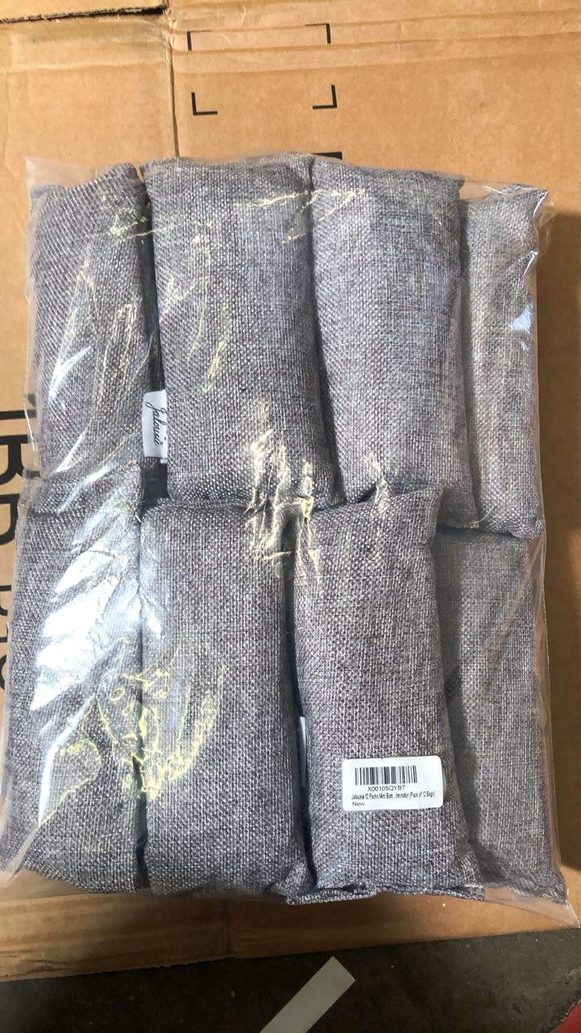 Jalousie 12 Pack Set 100 Grams Each Mini Bamboo Charcoal Bags Natural Air Purifier, Shoe Deodorizer and Odor Eliminator Multi-Purpose Charcoal Bag