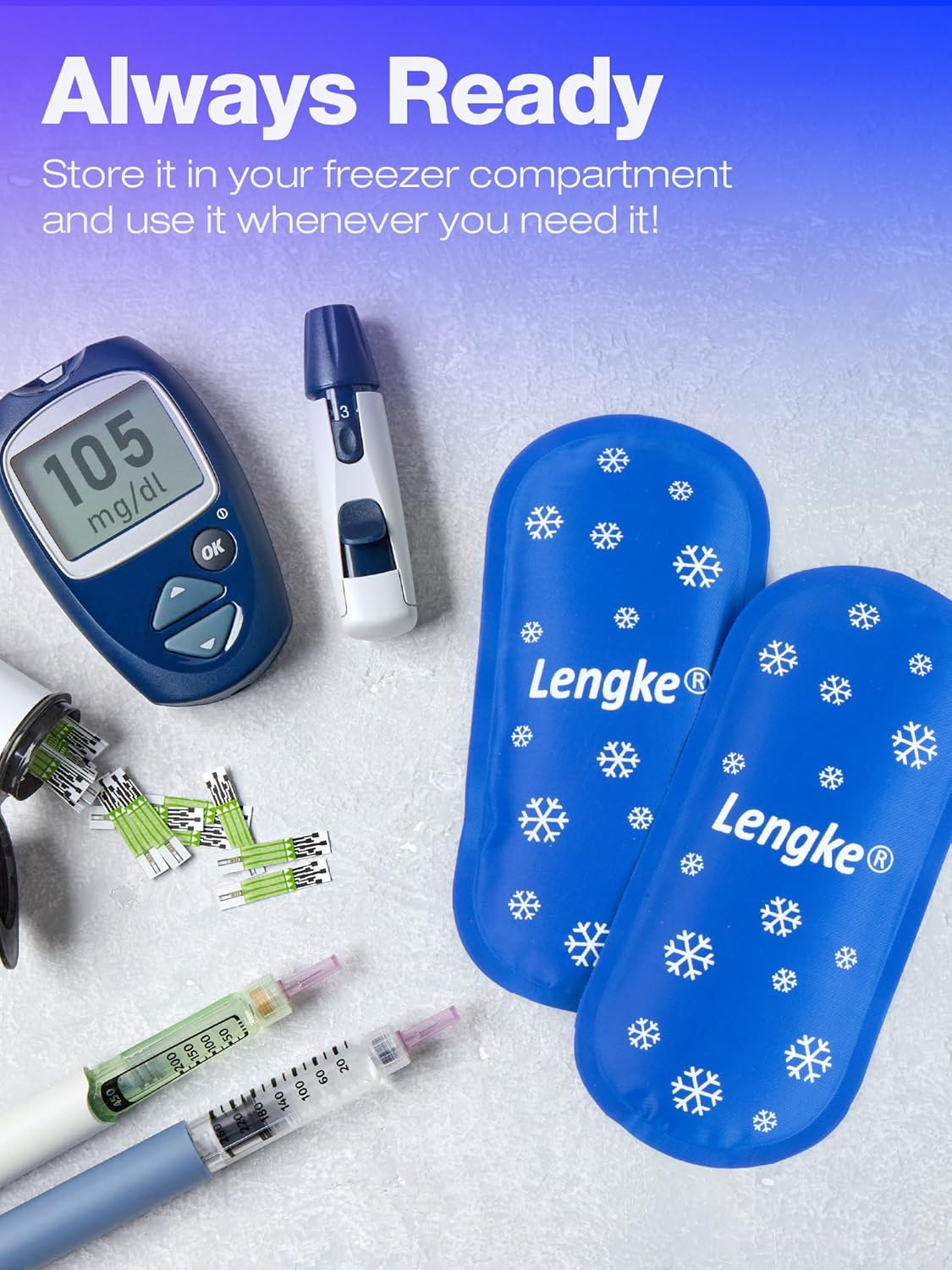 Leng Ke TSA Approved Ice Packs for Travel, 100g Reusable Ice Pack Suitable for Most Insulin Cooler Travel Case (4 Packs)