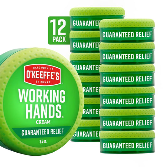 O'Keeffe's Working Hands Hand Cream for Extreme Dryness - 3.4 oz Jar (12 Pack) - Repairing Skincare for Cracked, Dry Hands