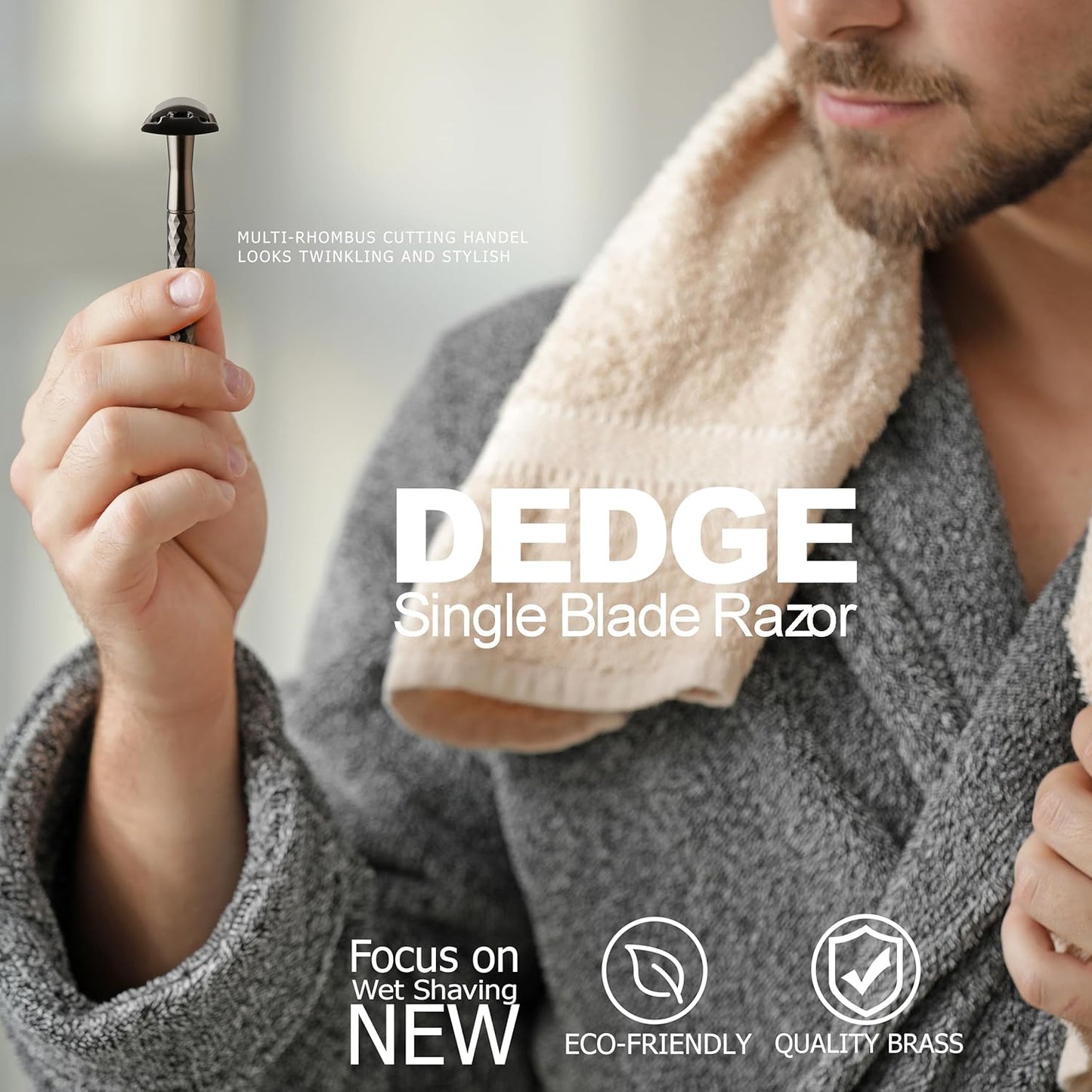 DEDGE Double Edge Eco Safety Razo Single Blade Razor for Women, Reusable Razor, with 5 Premium Razor Blades(Space Gray)