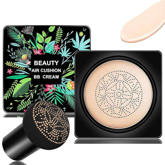 Mushroom Head Air Cushion CC Cream Foundation BB Cream Foundation Makeup Moisturizing CC Cream Liquid Foundation,Concealer Lasting Makeup Foundation Even Skin Tone Makeup Base Primer(Ivory)
